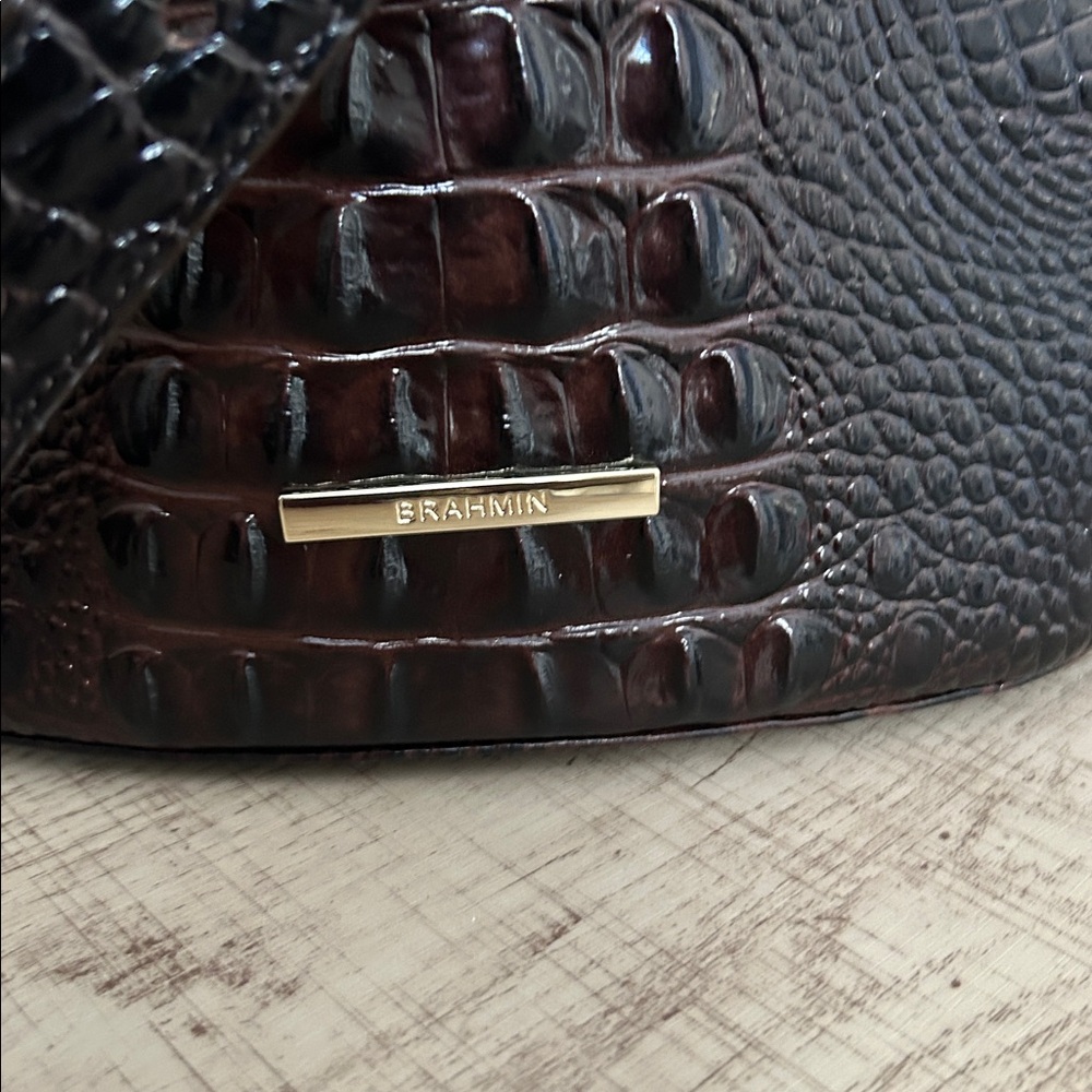 Brahmin Brown Leather Handbag has a burgundy undertone. Great Condition - Picture 3 of 7